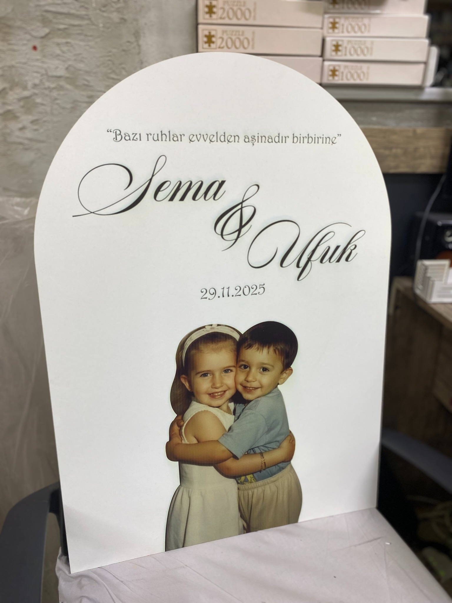 Oval Ahşap Kapı Karşılama Panosu 