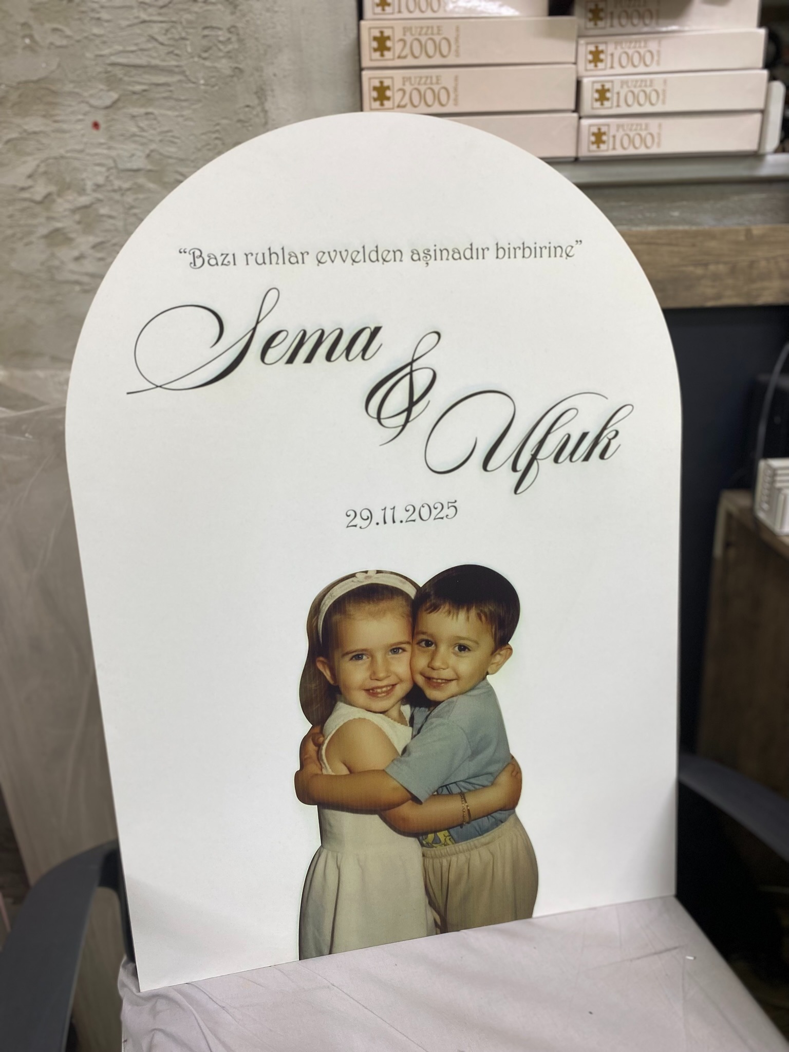 Oval Ahşap Kapı Karşılama Panosu 