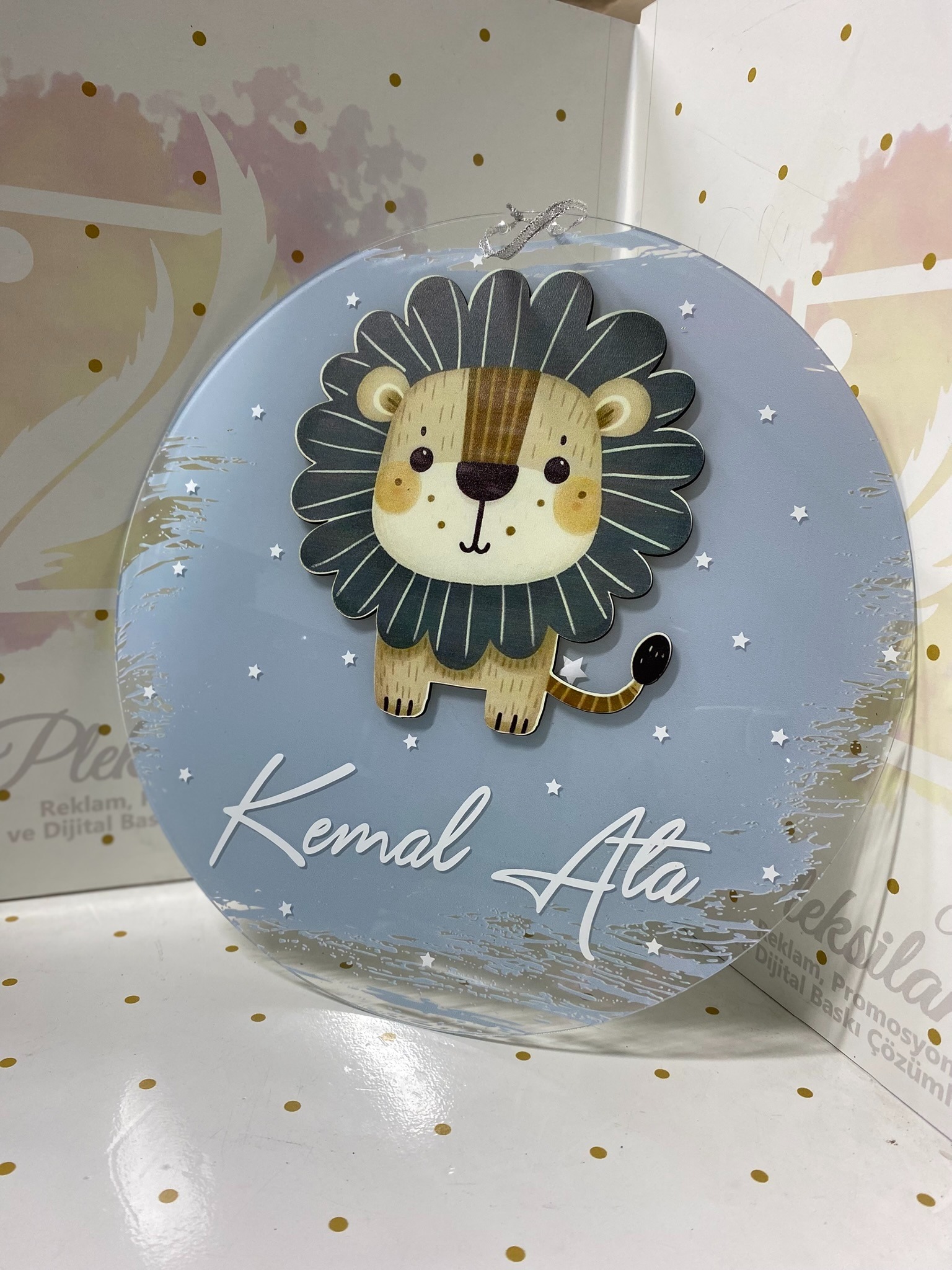 Aslan Figürlü Pleksi Kapı Süsü