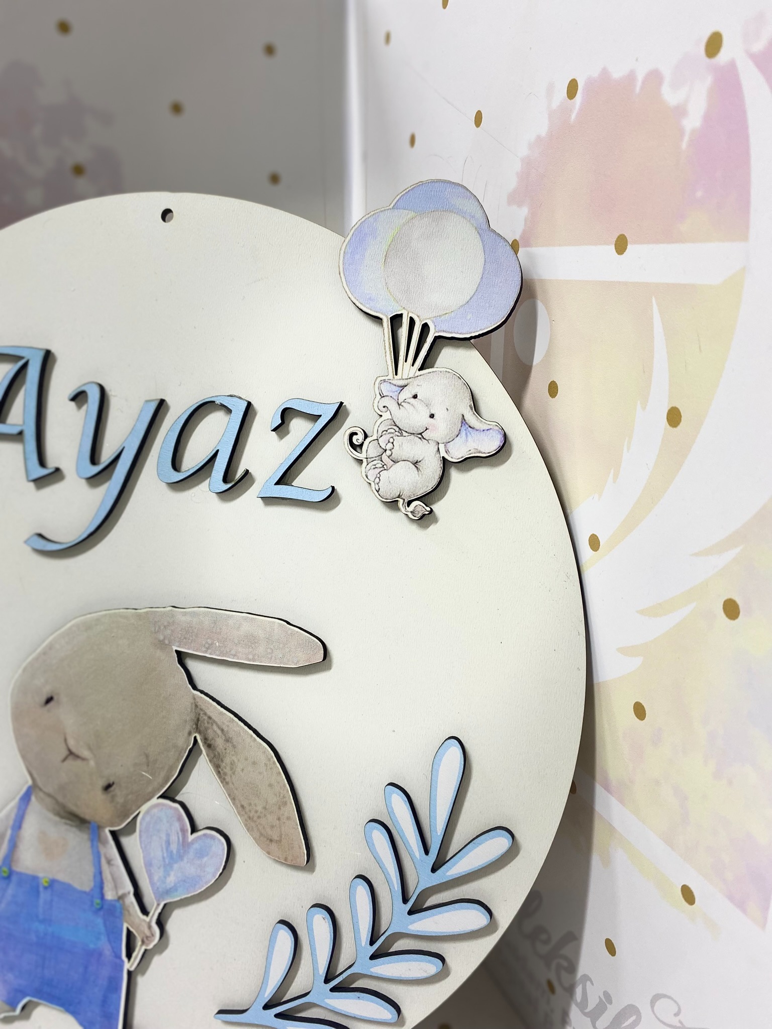 Tavşan Ahşap Kapı Süsü 