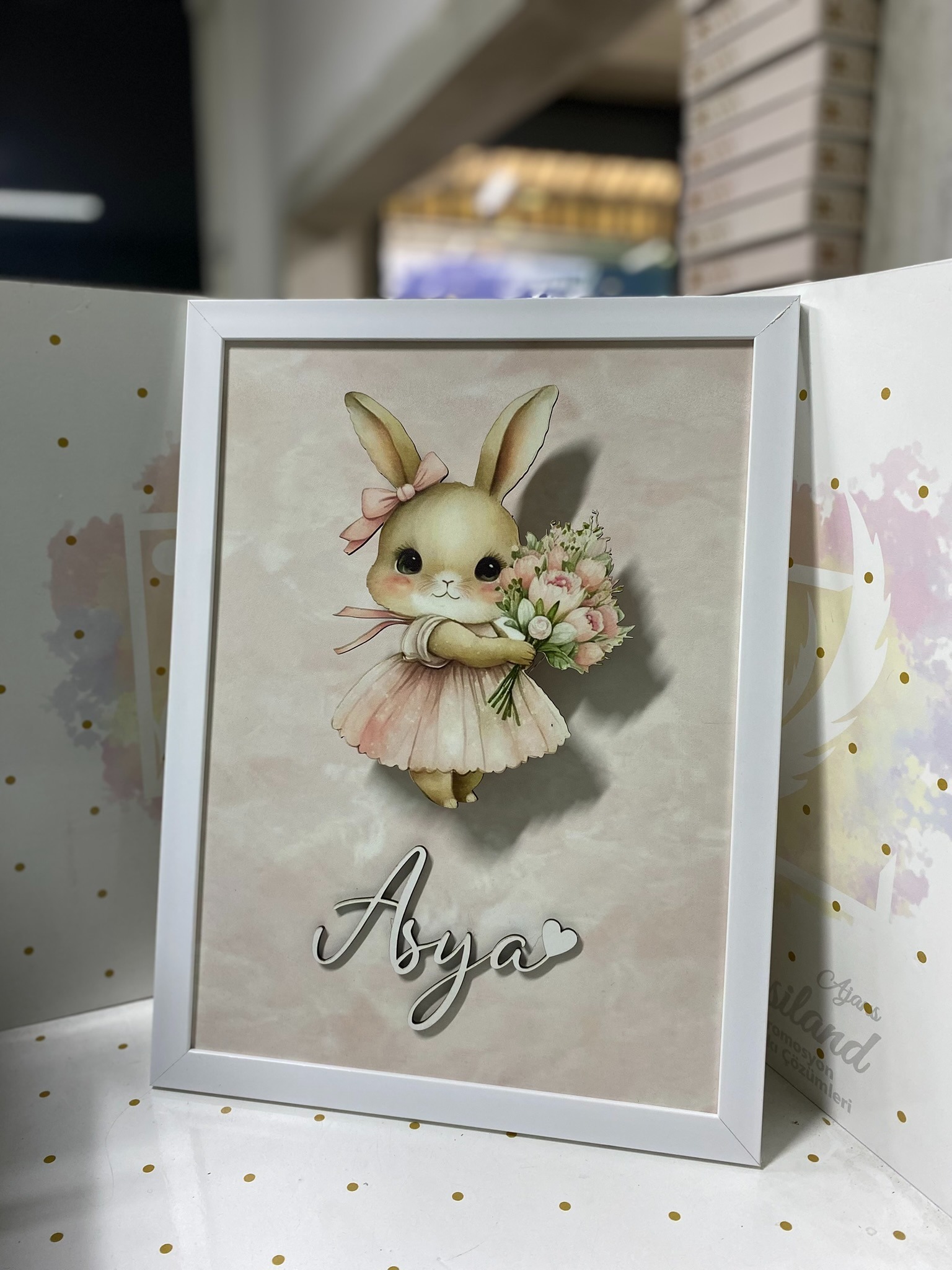 Tavşan Işıklı Çerçeve Kapı Süsü 