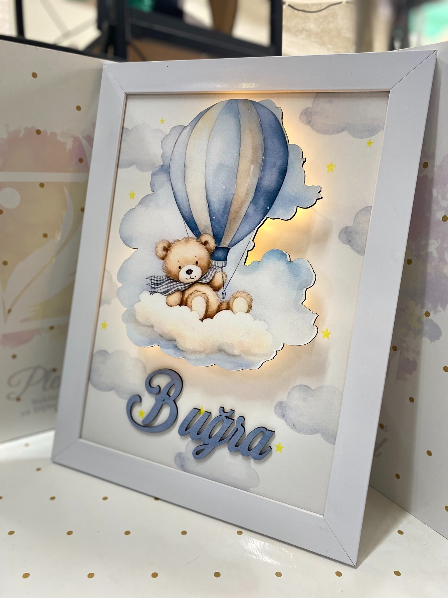 Ayıcık Işıklı Çerçeve Kapı Süsü