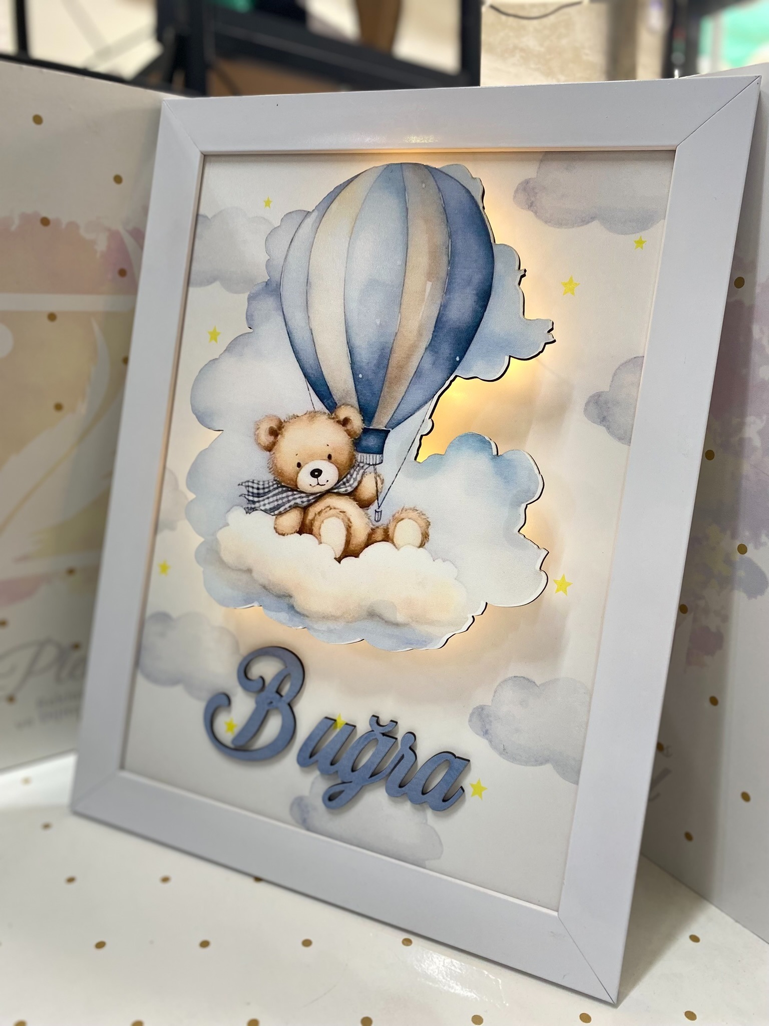 Ayıcık Işıklı Çerçeve Kapı Süsü