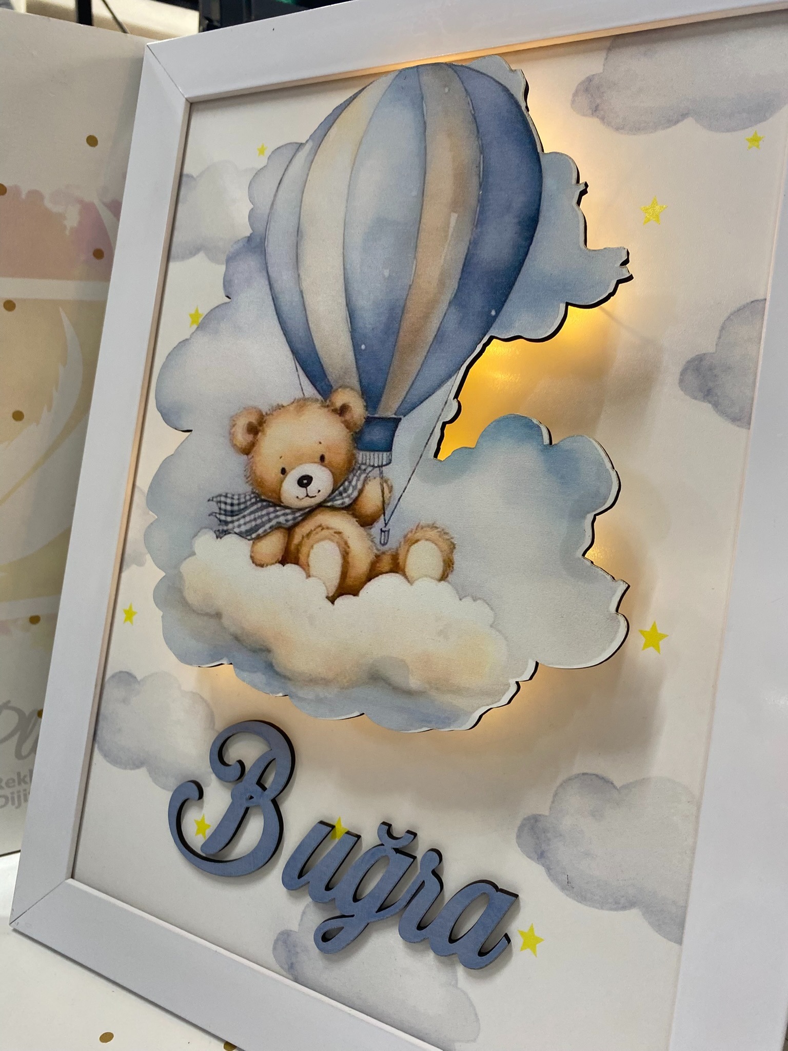 Ayıcık Işıklı Çerçeve Kapı Süsü