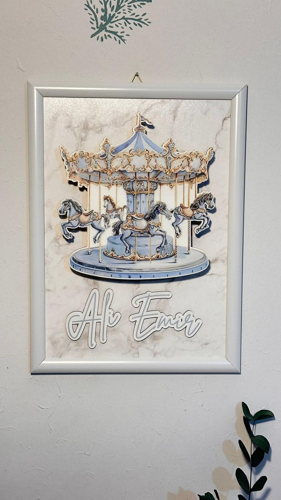 Mavi Gri Atlıkarınca Işıklı Pano