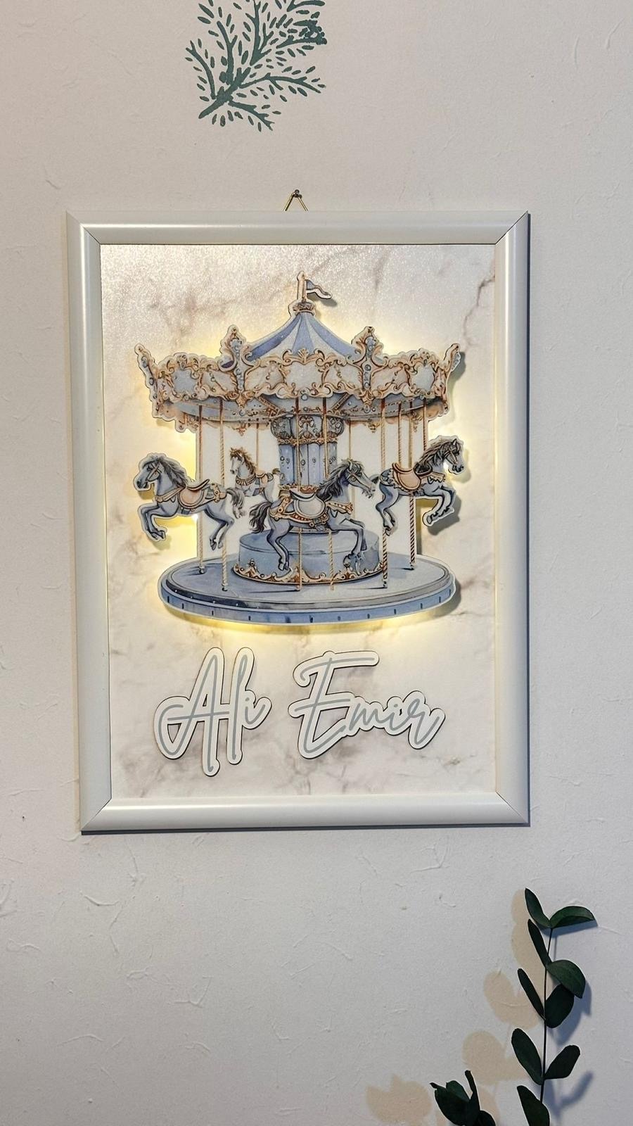 Mavi Gri Atlıkarınca Işıklı Pano