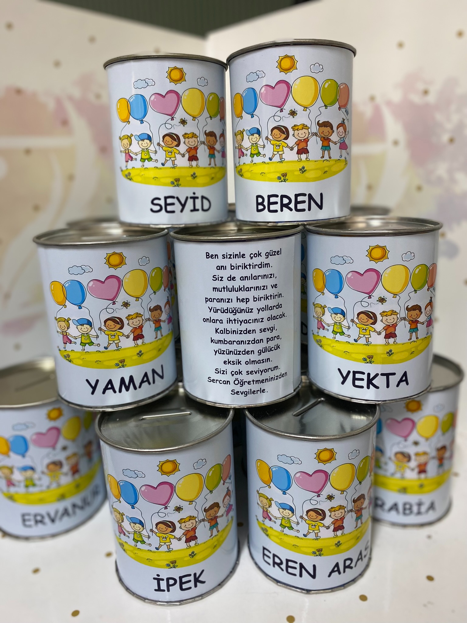 İsme Özel Metal Kumbara - 10 Adet